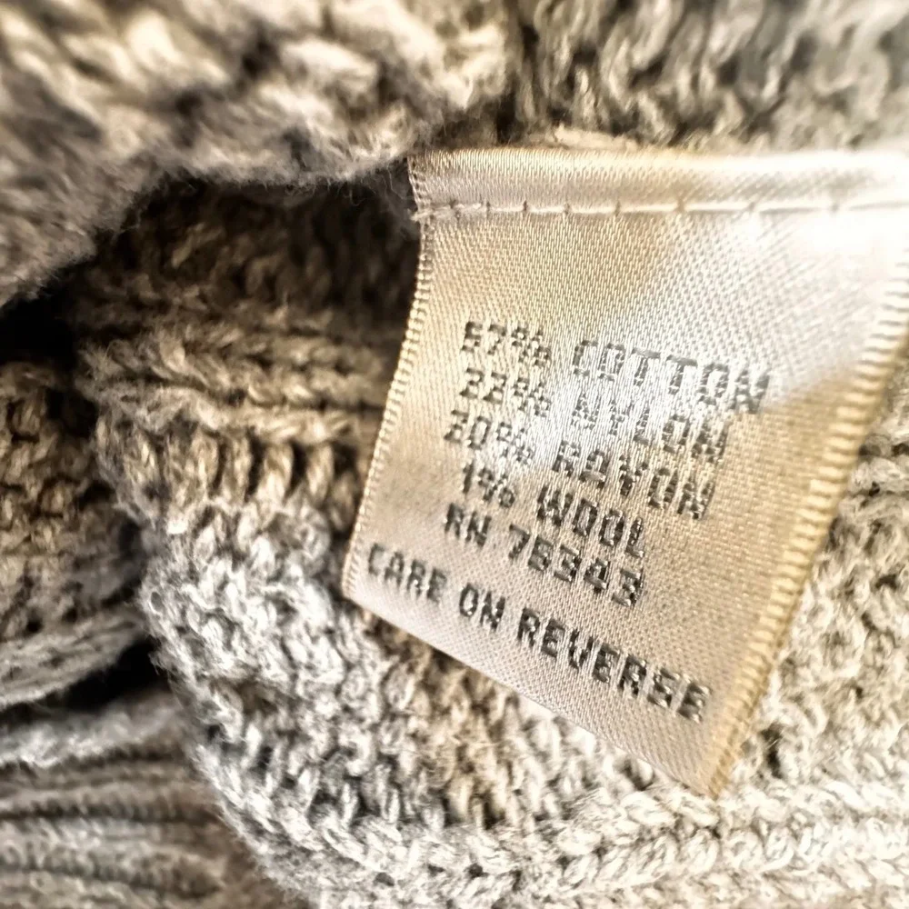 Y2K Between Me & You Womens Gray Cable Knit Hooded Cardigan Sweater Sz L baydoll